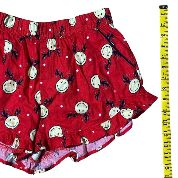Aerie Red Sleepwear Ruffle Pajama Shorts with Christmas Pattern size Small NWT - Picture 6 of 6